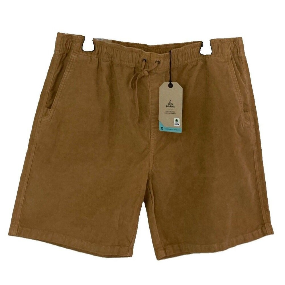 Men's prAna Canyon Camp Short Corduroy Drawstrings Brown Size XL NWT
